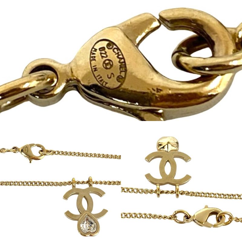Chanel Coco Mark Motif GP Chain Necklace Pendant Choker Gold 22BS
