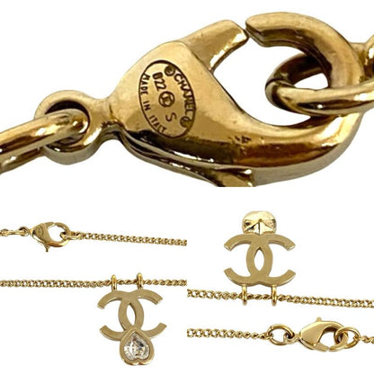 Chanel Coco Mark Motif GP Chain Necklace Pendant Choker Gold 22BS