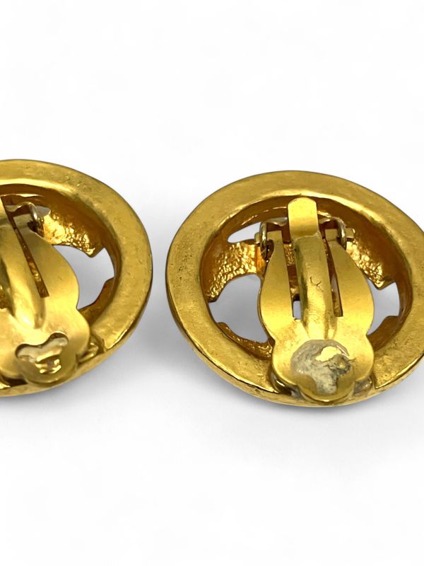 Chanel 01P Coco Mark Circle Earrings Ladies Gold