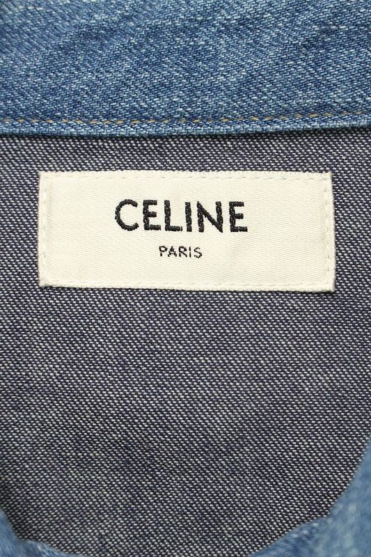 Celine 23AW 2t353521t Patchwork Denim Western Long Sleeve Shirt Men's M