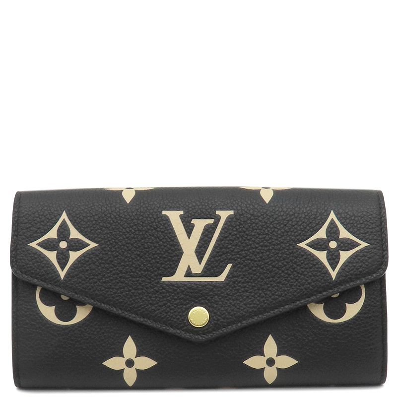 Louis Vuitton Long Wallet Portefeuille Sarah Monogram Empreinte Black and Beige