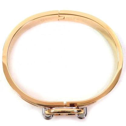 Hermes Mini Click Chaine D'ancre Enamel Rose Gold/marron Glasse Bangle Bracelet