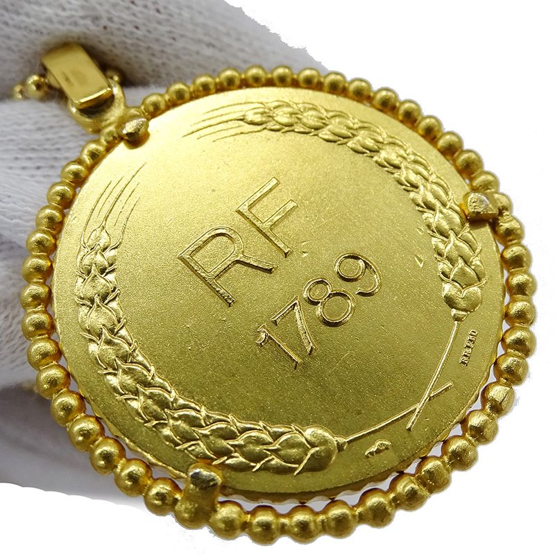 Dior Necklace Women's Branded Coin Ribbon Plated Gold Ball Chain Accessory