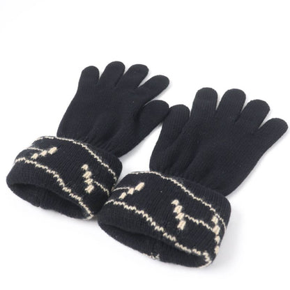 Hermes Margiela Period 100% Cashmere H Embroidered Knit Gloves Black SM Made In