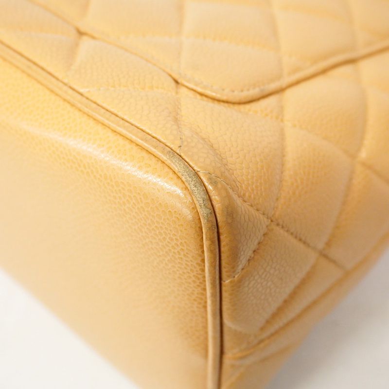 Chanel Tote Bag Revival Tote Caviar Skin Beige Gold Hardware Women's