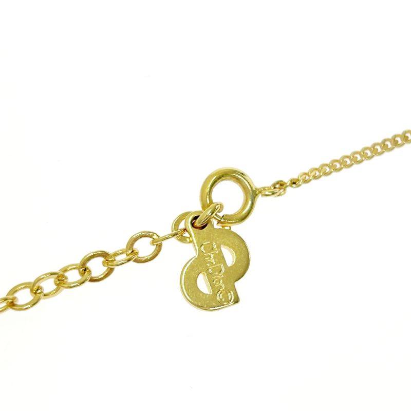 Christian Dior GP Rhinestone CD Logo Necklace Gold 409737 Necklace