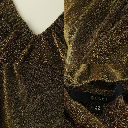 Gucci 2000 Tom Ford Period Lame V-neck Long Sleeves Top Cut And Sewn Gold 42