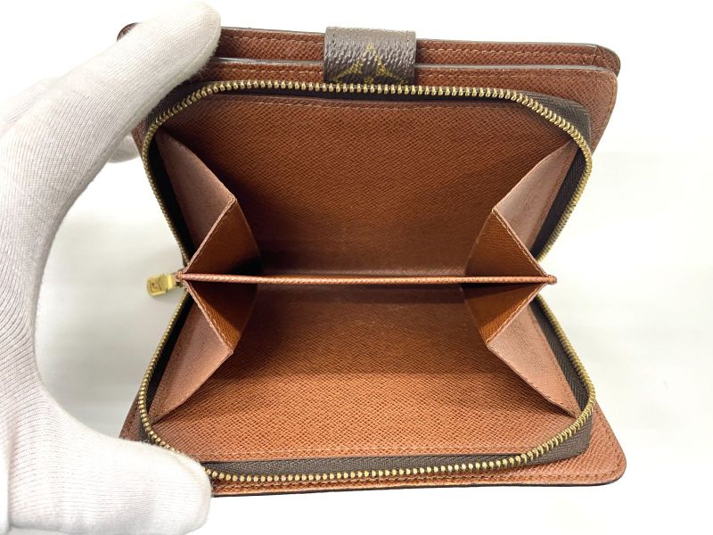 Louis Vuitton Monogram Porte Papier Zip Snap Closure Fold Wallet M61207 Brown