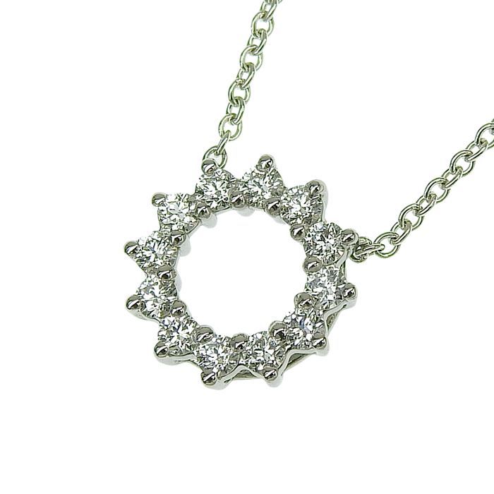Tiffany & Co Open Circle Mini Diamond Necklace Pt950 Platinum Diamond 40.5cm