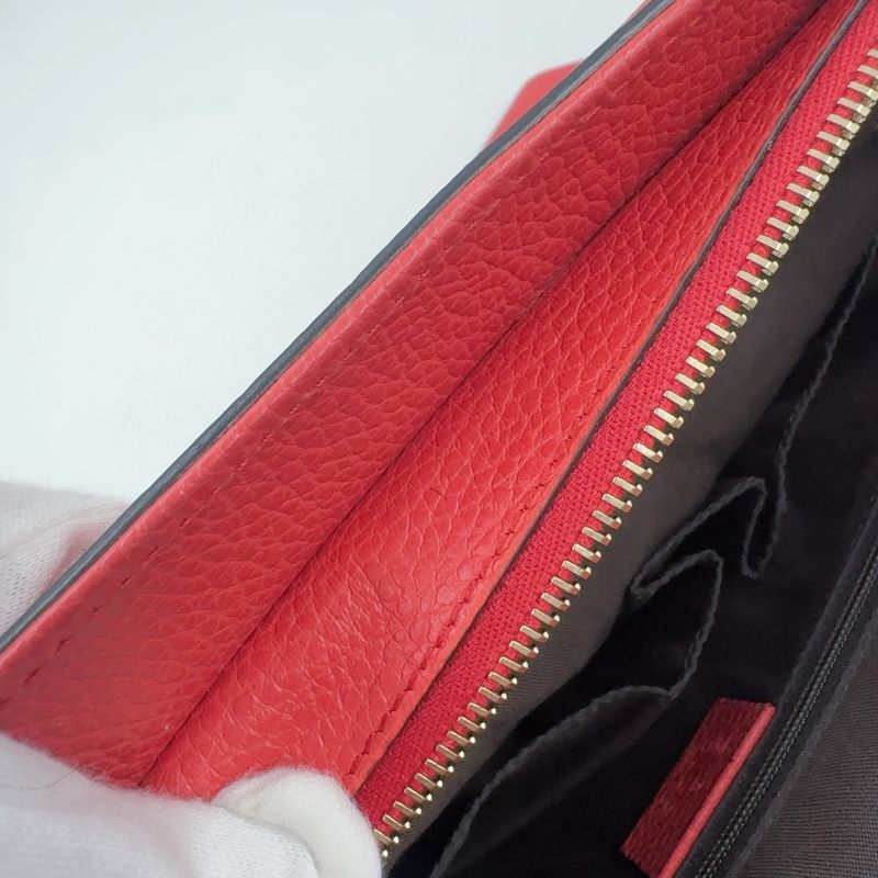 Gucci Bamboo Leather Pin Cles D Tote Bag Gold 365345