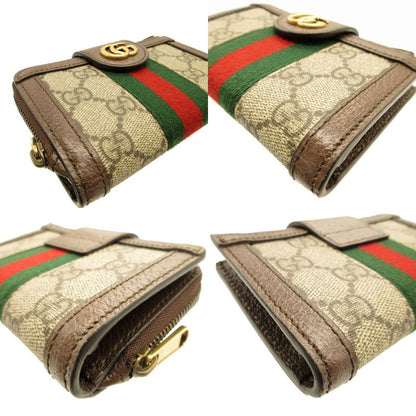 Gucci Ophidia 699353 GG Marmont Compact Wallet GG Canvas Leather Beige Brown