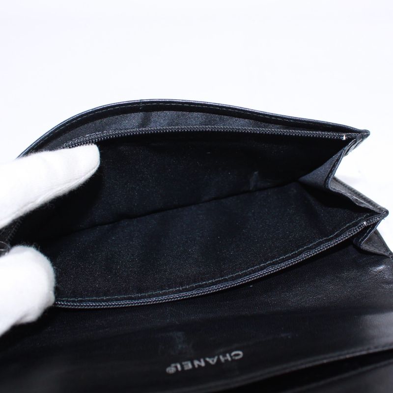 Chanel New Travel Line Leather X Nylon Black Wallet Black A15788