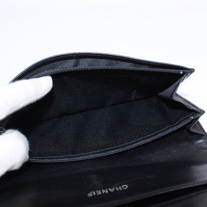 Chanel New Travel Line Leather X Nylon Black Wallet Black A15788