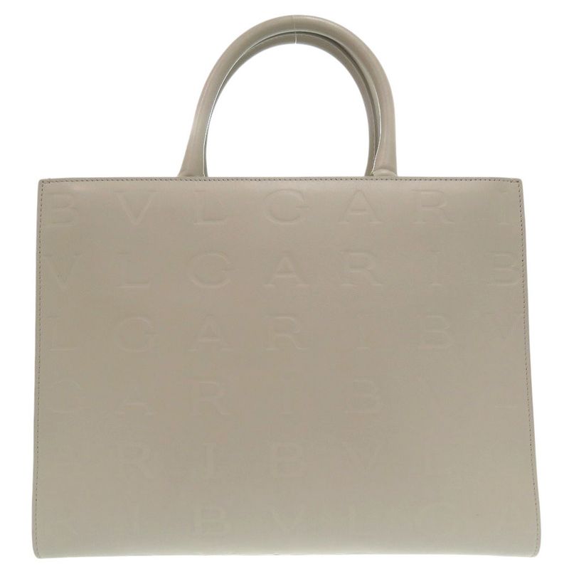 Bulgari Infinitum Tote Bag Logo Embossed 2WAY 292001 Leather Graige 1071 Bvlgari