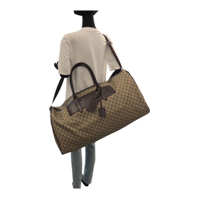 Gucci Brown Silver Hardware GG Supreme Canvas/leather 101672 Boston Bag