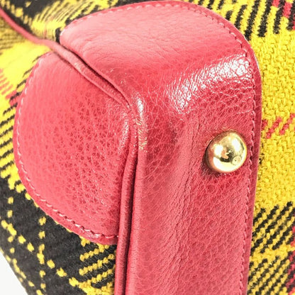 Hermes Shoulder Bag Gallop Check Wool Red