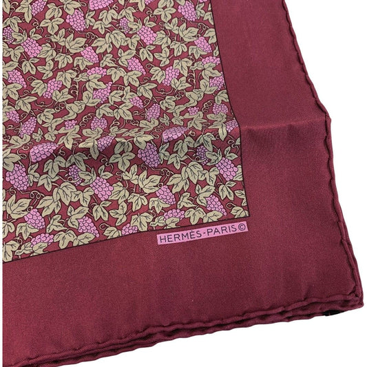 Hermes Grape Pattern 100% Silk Purple Handkerchief Ladies