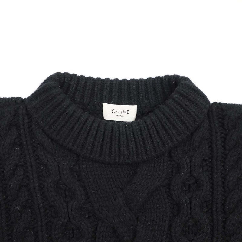 Celine Wool Cashmere Cable Knit Sweater 2a614374d Black S