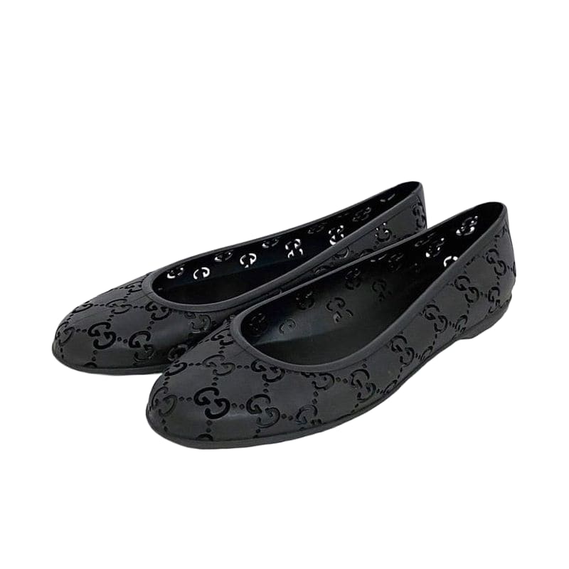 Gucci Flat Shoes Black Cima Excellent Condition 24.0cm (9.45in) Rubber Preowned