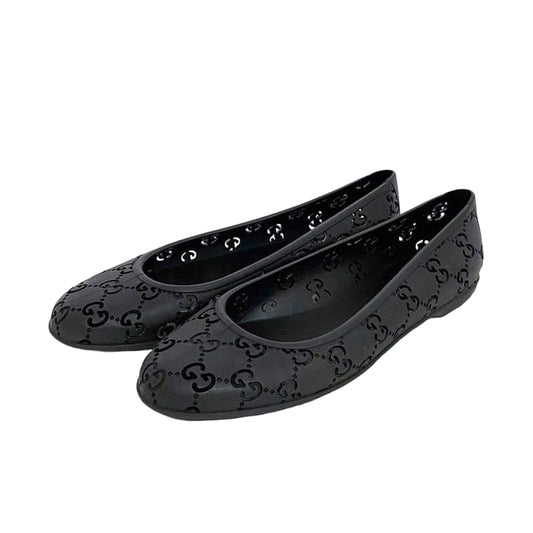 Gucci Flat Shoes Black Cima Excellent Condition 24.0cm (9.45in) Rubber Preowned