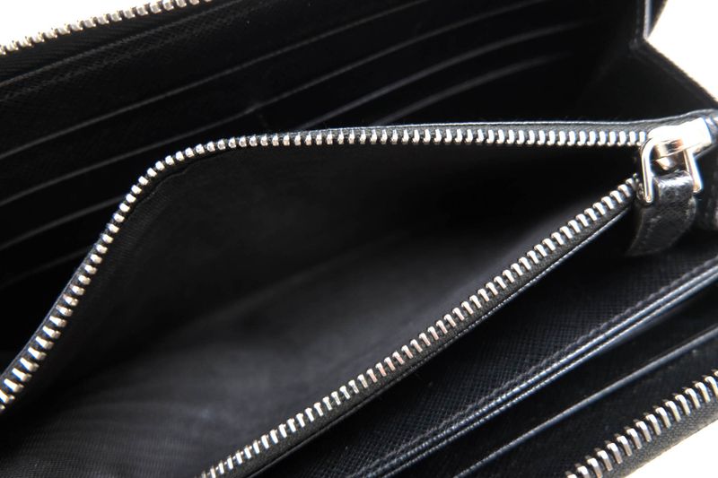 Prada Long Wallet Ladies Women Leather Genuine Black 2ml317 Portafoglio Lampo