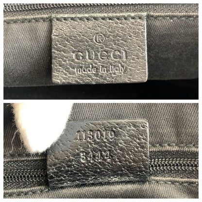 Gucci Black Silver Hardware GG Canvas/leather 113019 Tote Bag Shoulder Bag