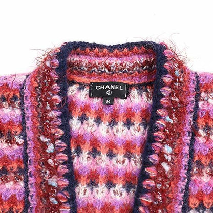 Chanel 22a Silk Blend Alpaca Mohair Knit Cardigan P73014k10502 Pink 36