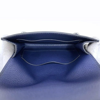 Hermes Wallet Luli Slim Wallet Navy Silver Hardware Excellent Condition Leather
