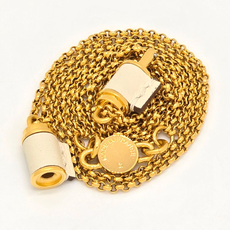 Hermes Charnières PM Necklace Swift Leather Gold-tone Metal Length 405cm