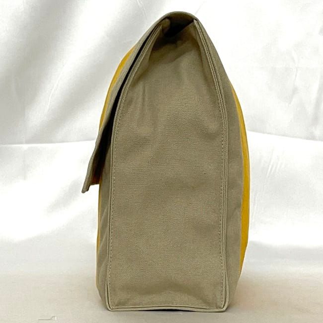 Hermes Clutch Bag Tapidocel Yellow Beige Excellent Condition Cotton