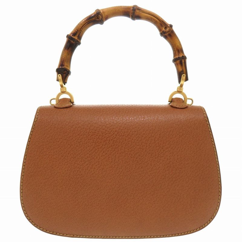Gucci Bamboo Leather Brown Gold Hardware 000 2046 0188 2WAY Handbag Brown 0271