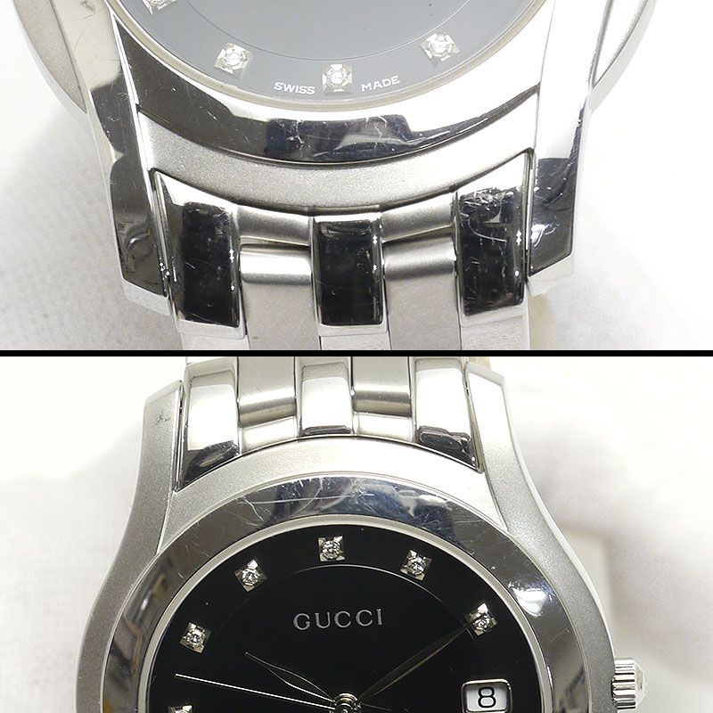 Gucci 5500m 11P Diamonds Black Dial Quartz