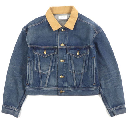 Celine 2q493365m Trucker Jacket 100% Cotton Back Logo Triomphe Button Collar