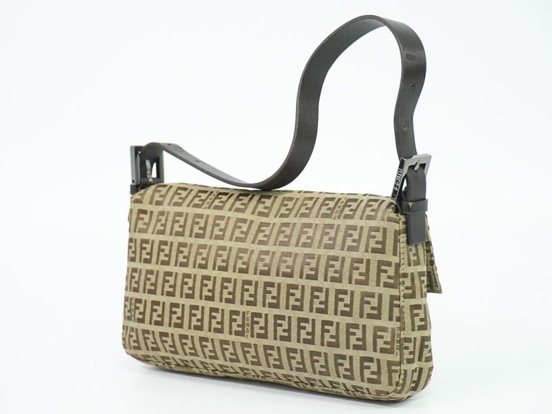 Authentic Fendi Mamma Bucket Zucchino Shoulder Bag Handbag Canvas Beige 8br000