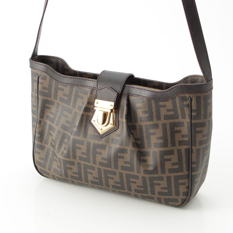 Fendi Zucca FF Logo Shoulder Bag 8bt209 Brown
