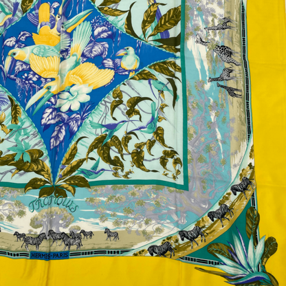 Hermes Carre 140 Large Scarf Tropiques Silk Multicolor With Box