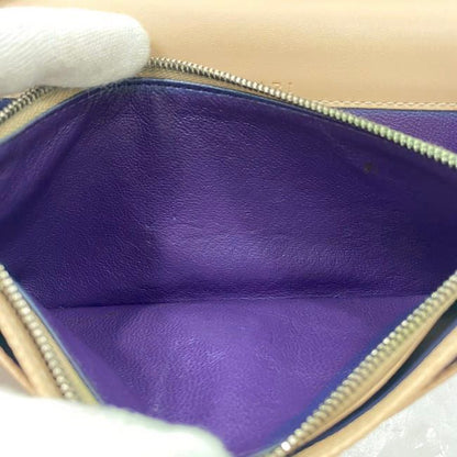 Bulgari Bifold Long Wallet Beige Silver Hardware Bulgari