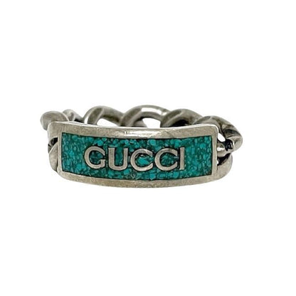 Gucci Ring Silver Green 6787118183 Never Used Excellent Condition