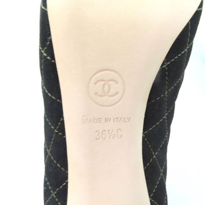 CHANEL G28759 Coco Mark Matelasse Quilted Pumps Black 36.5 With Box And Storage