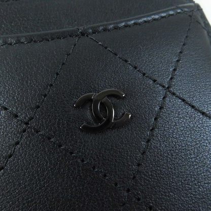 CHANEL Ap3595 Matelasse Coco Mark Lambskin Pass Case/card Case Black Hardware