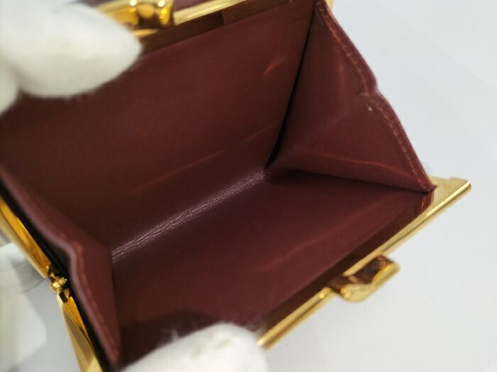 Cartier Compact Wallet Trifold Clasp Closure Mastline Leather Bordeaux