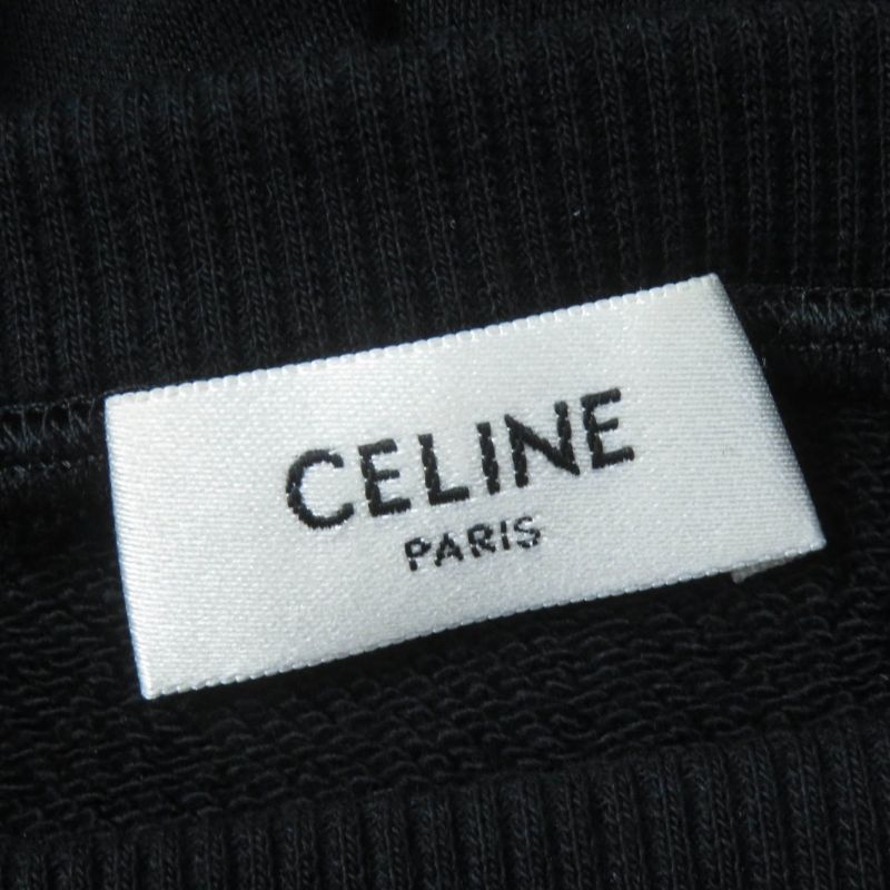 Celine 24SS 2y70f6700q 100% Cotton Cracked Cotton Fleece Oversized Hoodie Black