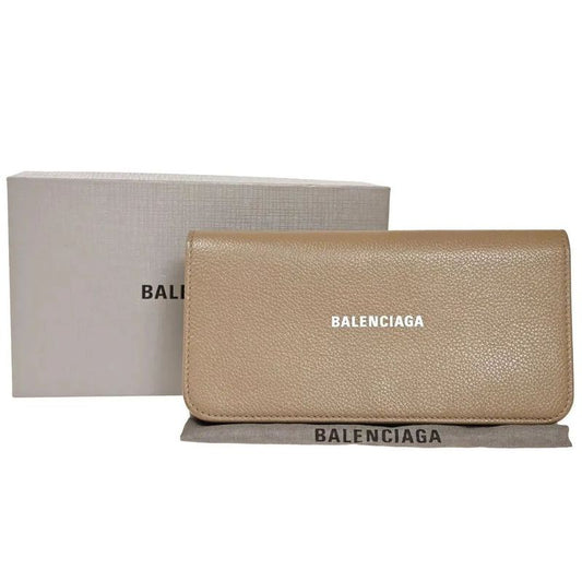 Balenciaga Long Wallet Logo Everyday Leather Beige 30bs131