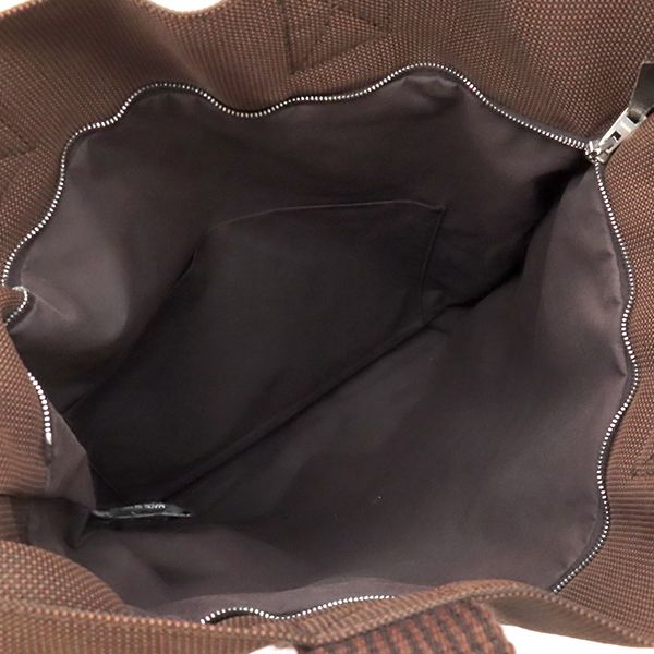 Hermes Tote Bag Her Line Cabas Canvas Brown Silver Hardware Brown