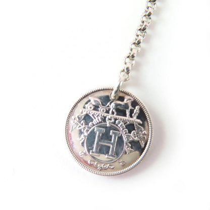 Hermes Exlibris PM Necklace Ag925 Au750 Pendant Silver Gold Made In France
