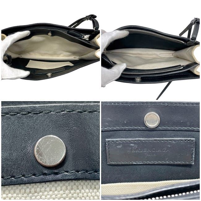 Balenciaga Shoulder Bag Navy Pochette Natural Black