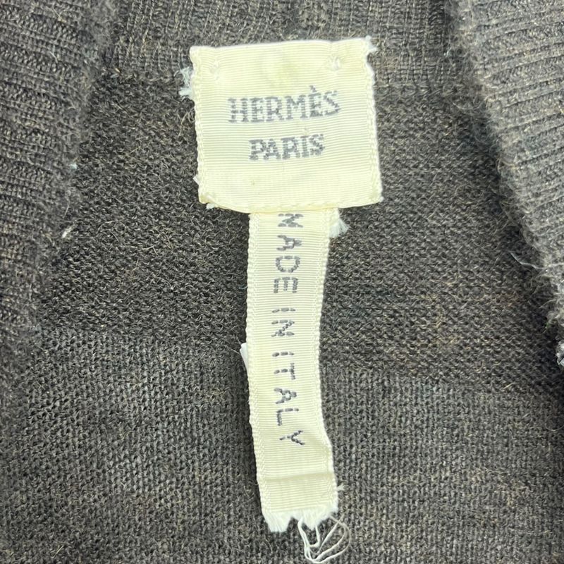 Hermes by Gaultier Ribbon Tape Silk Scarf Cashmere Knit Brown and Purple