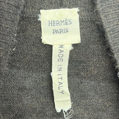 Hermes by Gaultier Ribbon Tape Silk Scarf Cashmere Knit Brown and Purple