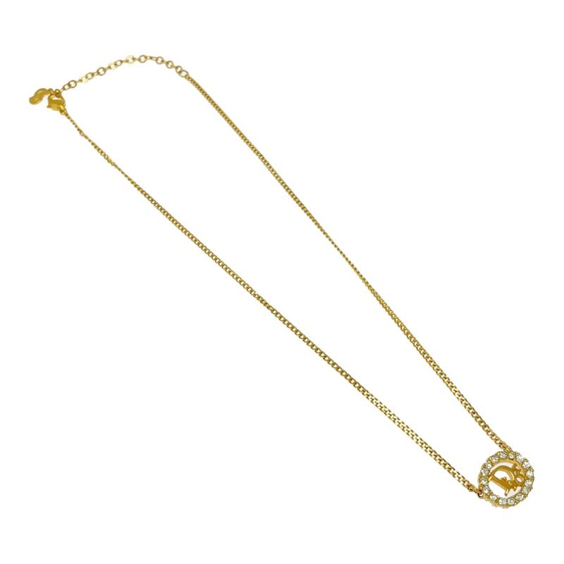 Christian Dior GP Rhinestone Dior Logo Necklace Gold 321989 Necklace