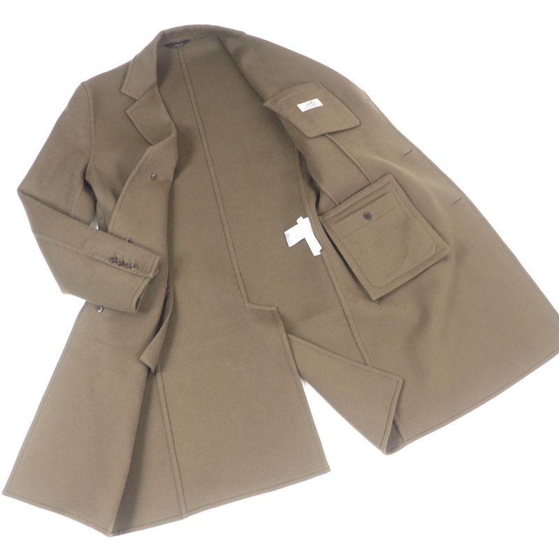 Hermes 19AW 100% Cashmere Long Coat Chester Coat Brown 48 With Hangers Made In